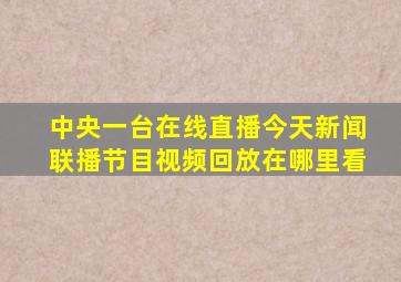 中央一台在线直播今天新闻联播节目视频回放在哪里看