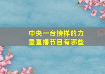 中央一台榜样的力量直播节目有哪些