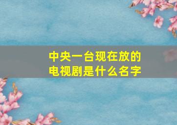 中央一台现在放的电视剧是什么名字