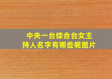 中央一台综合台女主持人名字有哪些呢图片