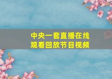 中央一套直播在线观看回放节目视频