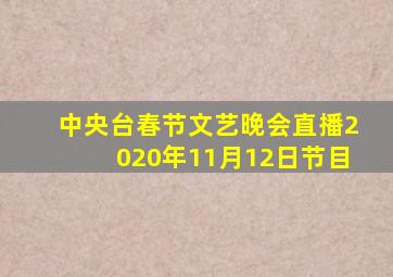 中央台春节文艺晚会直播2020年11月12日节目