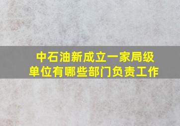 中石油新成立一家局级单位有哪些部门负责工作