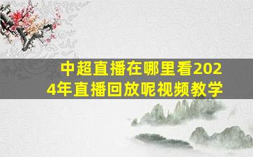 中超直播在哪里看2024年直播回放呢视频教学