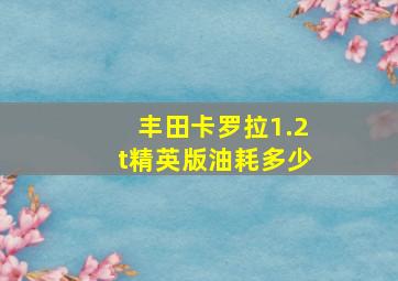 丰田卡罗拉1.2t精英版油耗多少