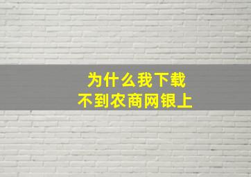 为什么我下载不到农商网银上