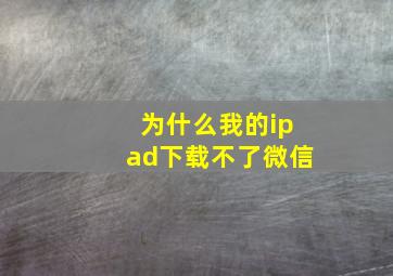 为什么我的ipad下载不了微信