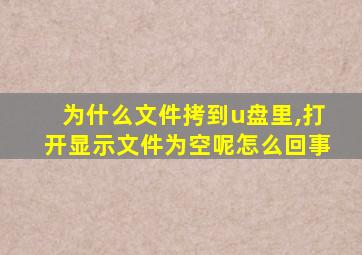 为什么文件拷到u盘里,打开显示文件为空呢怎么回事