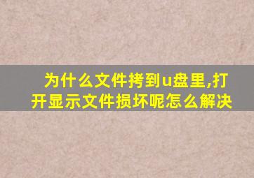 为什么文件拷到u盘里,打开显示文件损坏呢怎么解决