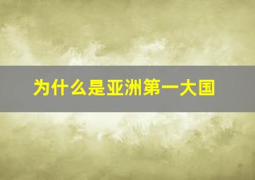 为什么是亚洲第一大国