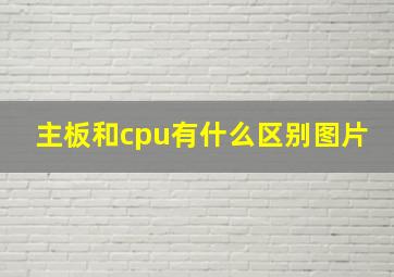 主板和cpu有什么区别图片