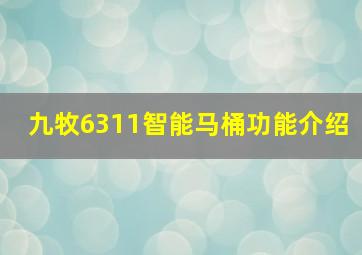 九牧6311智能马桶功能介绍