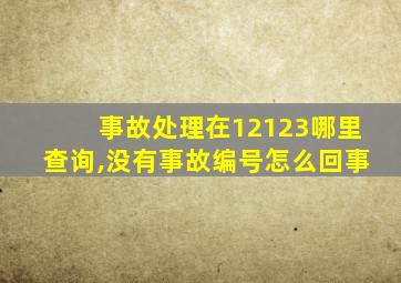 事故处理在12123哪里查询,没有事故编号怎么回事