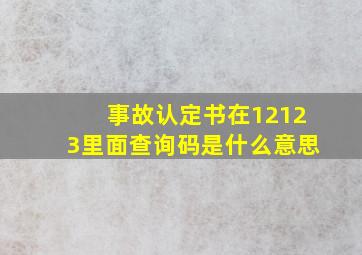 事故认定书在12123里面查询码是什么意思