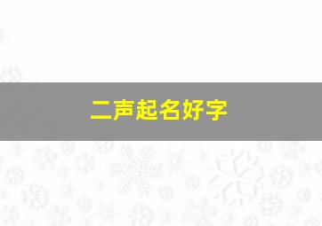 二声起名好字