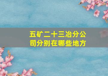 五矿二十三冶分公司分别在哪些地方