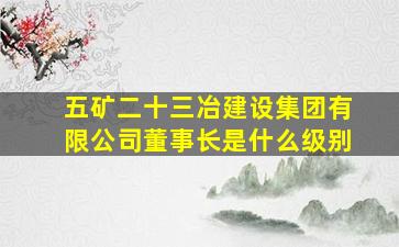 五矿二十三冶建设集团有限公司董事长是什么级别