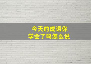 今天的成语你学会了吗怎么说