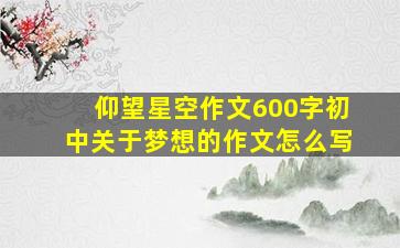 仰望星空作文600字初中关于梦想的作文怎么写