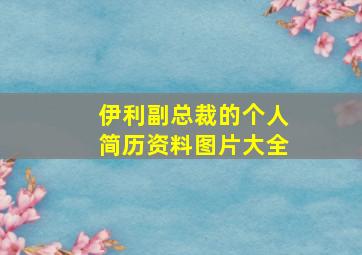 伊利副总裁的个人简历资料图片大全