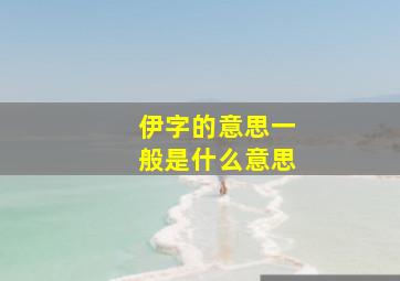 伊字的意思一般是什么意思