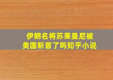 伊朗名将苏莱曼尼被美国斩首了吗知乎小说