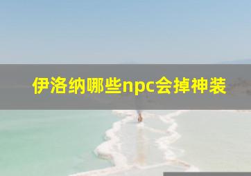 伊洛纳哪些npc会掉神装