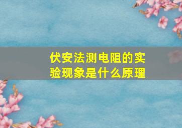 伏安法测电阻的实验现象是什么原理