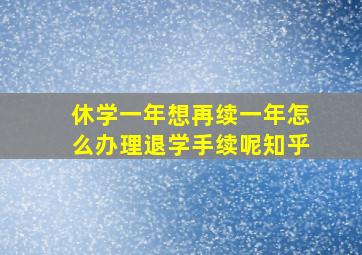 休学一年想再续一年怎么办理退学手续呢知乎