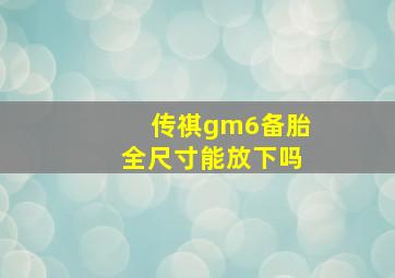 传祺gm6备胎全尺寸能放下吗