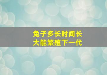 兔子多长时间长大能繁殖下一代