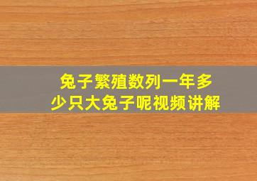 兔子繁殖数列一年多少只大兔子呢视频讲解