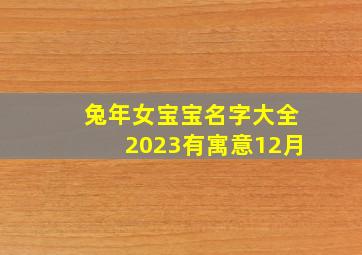 兔年女宝宝名字大全2023有寓意12月