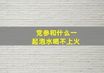 党参和什么一起泡水喝不上火