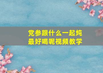 党参跟什么一起炖最好喝呢视频教学