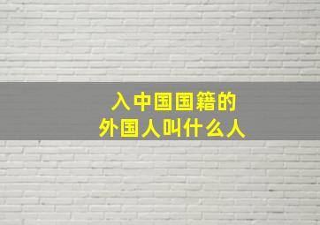 入中国国籍的外国人叫什么人