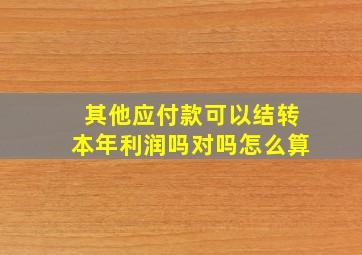 其他应付款可以结转本年利润吗对吗怎么算