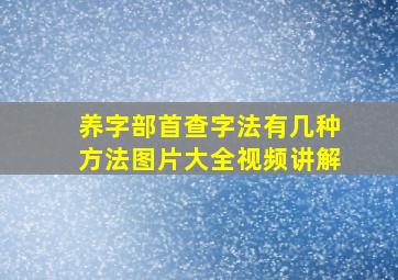 养字部首查字法有几种方法图片大全视频讲解