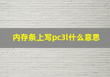 内存条上写pc3l什么意思