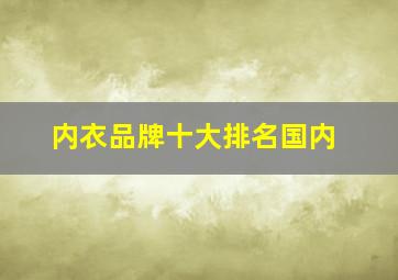 内衣品牌十大排名国内