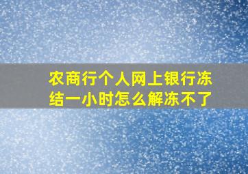 农商行个人网上银行冻结一小时怎么解冻不了