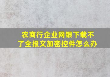 农商行企业网银下载不了全报文加密控件怎么办