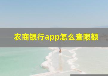 农商银行app怎么查限额