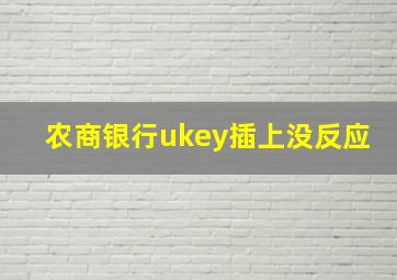 农商银行ukey插上没反应