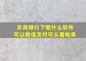 农商银行下载什么软件可以微信支付可从看帐单