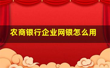 农商银行企业网银怎么用