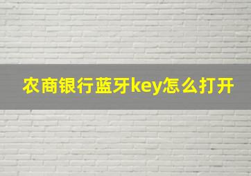 农商银行蓝牙key怎么打开