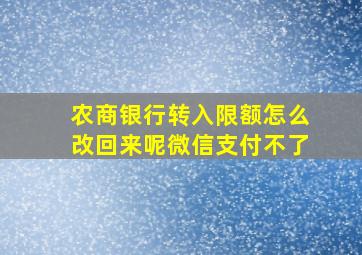 农商银行转入限额怎么改回来呢微信支付不了