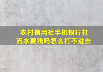 农村信用社手机银行打流水要钱吗怎么打不进去