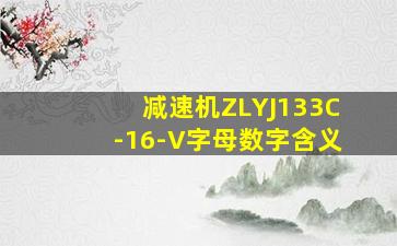 减速机ZLYJ133C-16-V字母数字含义